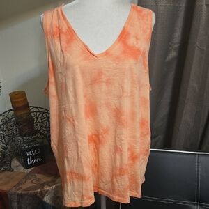 Time and Tru Orange Tie-Dye Tank Top